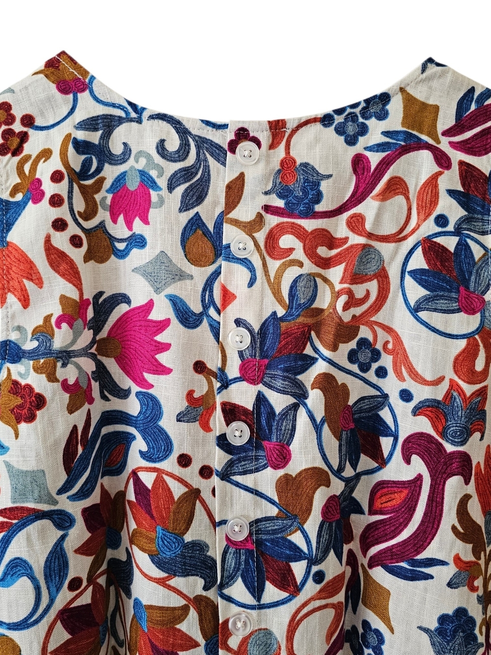 Vince Camuto Cream Floral Sleeveless Peplum Top with Blue and Pink Accents NWT - Picture 10 of 16